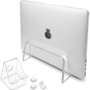 UCINNOVATE Acrylic Vertical Laptop Stand for Desk, Acrylic Invisible Desktop Notebook Dock, Vertical Laptop Holder Space-Saving Organizer Compatible with All MacBook, Surface, HP, Dell