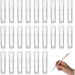 MOLAIN 24 PCS قبعات قلم رصاص بلاستيكية ، غطاء محامي قلم رصاص ، قطرات قلم رصاص صافية أغطية قلم رصاص صافية للأقلام الخشبية ملحقات القرطاسية لمكتب الفصول الدراسية