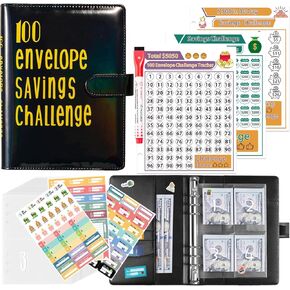100 Envelopes Challenge Binder $5,050, A5 Money Savings Challenge Kit, Fun Budget Binder with Cash Envelopes for 100-Day Cash Stuffing, Budgeting, Money Saving Binder, Pink