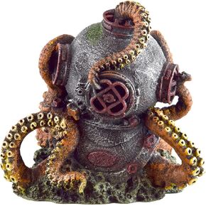 Underwater Treasures Aquarium Ornament Octopus Sculpture Resin Red