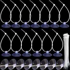 30 Pack 35mm Suction Cups with 50 Pcs Zip Ties, Aquarium Suction Cups for Fish Tank Decorations, Multifunctional Rubber Sucker Pad Without Hooks for Home & Kitchen Hanging Organization
