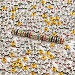 200pcs Rondelle Spacer Beads 10mm Crystal Bead Spacers Color Rondelle Spacer Beads Rhinestone Spacer Beads for Beaded Pens Jewelry Making Bulk(10MM)