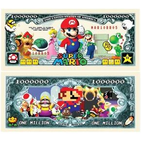 Super Mario Bros Brothers Million Dollar Bill - Pack of 25 - Best Gift for Lovers of This Classic Game