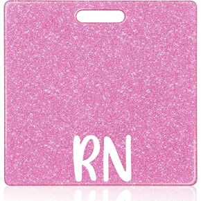 RN Badge Buddy Card, Glitter Nurse Badge Buddy Horizontal Nursing ID Card Sleeve Nurse Nursing Accessories Badge Identification Tags Gifts for Nurse Doctor Hospital Worker(Pink)