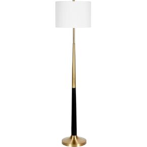 Henn&Hart Lyon Two-Tone Floor Lamp with Fabric Shade, 60" Tall, Brass/Matte Black