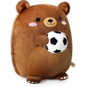 Onsoyours Original Bear Plush with Soccer Ball, Cute 14 inch Sport Brown Bear Stuffed Animal, Ultra Soft Collectible Hugging Gift Plush Toy
