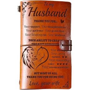 KAAYEE Husband Gifts from Wife Leather Journal, Gifts for Huaband, To My Husband 140 Page Refillable Leather Notebook, Anniversary Wedding Birthday Christmas Gifts for Husband from Wife
