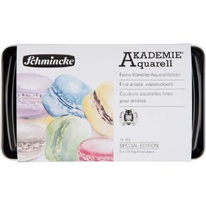 Schmincke - AKADEMIE®AQUARELL Watercolor Box, Full Assortment 24 x 1/2 Pans, 75 424 097, Metal Box, Highly lightfast Colors, fine Artists' Watercolors