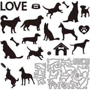 GLOBLELAND Dogs Cutting Dies for Card Making Metal Puppy Die Cuts Cutting Dies Templates for Scrapbooking Journal Embossing Paper Craft Decor