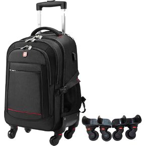 StarCloud 45L Rolling Backpack for 17.3" Laptop - 22x14x9", Water-Resistant Luggage with 4 Extra Wheels, Roller Travel Laptop Backpack for Business, Wheeled Backpack for Travel and Commuting