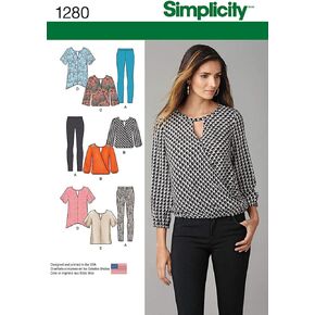 SIMPLICITY US1280A Misses' Tunics Top and Leggings Sewing Template