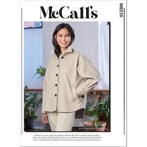 McCall's Misses' Button Up Shacket Sewing Pattern Kit, Code M8210, Sizes 6-8-10-12-14, Multicolor