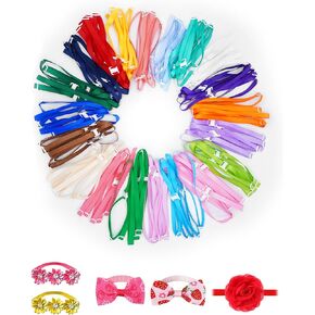 PET SHOW 150 Pack Dog Bow Tie Straps DIY Extension Strap with Adjustable Buckles 15 Colors Available Suitable for Almost All Types of Dog Bow Ties Cat Pets Neckties Accessories with Clips
