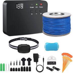 MASBRILL In-Ground Dog Fence, Electric Dog Fence System for Dog-Underground Wire Dog Fence with Waterproof Rechargeable Training Collar for Dog Tone Shock Correction Covers up to 3/4 Acre