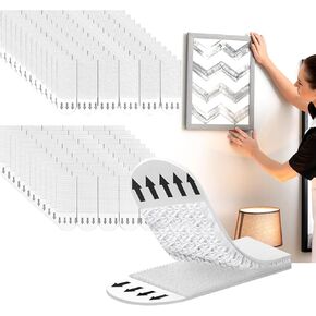 Small Picture Hanging Strips Heavy Duty，72-Pairs(144 Strips)，Sticky Picture Hangers for Walls，Damage Free Hanging Poster Hangers，Picture Hanging Kit Without Nails Refill Adhesive Poster Strips