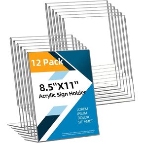 12 حزمة علامة علامة أكريليك 8.5x11 بوصة ، وقصة شاشة ورق بلاستيكية صافية ، حامل القائمة الرأسية على شكل حرف L ، مصورة صافية معرض النشرة in Saudi Arabia