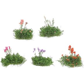 LOGOFUN 5pcs Flower Cluster Vegetation Group Colorful Static Flower Tufts Miniature Shrubs Flower Grass Scenery for DIY Garden Courtyard Railway Landscape Layout