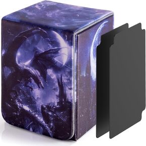 Deck Box for YGO Cards - 2 Dividers, Card Storage Box Holds 100+ Single Sleeved Cards, Deck Boxes Compatible with TCG/OCG/MTG (Necro Call)