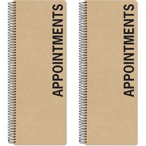 Global Printed Products Appointment Book Daily & Hourly Planner - 2 Column Appointment Book (2-Pack) - 5 x 13.5-200 Pages - Undated - Multiple Colors Available