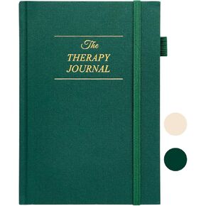 Jubtic Therapy Journal-Journal الرعاية الذاتية والصحة العقلية للنساء مع التفكير الشهري ، مخطط الحياة الغلاف ومجلة الشفاء مع مطالبات للامتنان اليومي (A5)-Pine Green