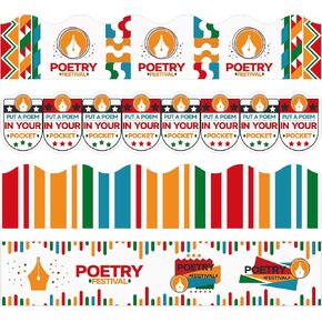80 Pcs 91.8 ft National Poetry Month Classroom Bulletin Board Borders Colorful Poetry Bulletin Board Trim Self Adhesive Scalloped Borders Decorations Stickers for Office School Blackboard Desk