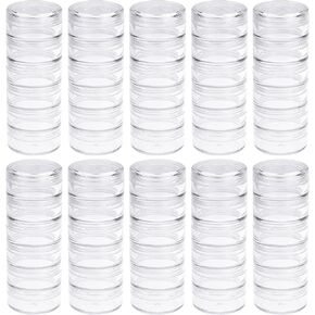 Fengek 10 Sets 6 Layer Stackable Plastic Containers, 10G/10ML Clear Cosmetic Storage Box Round Organizer Jars for Beads, Buttons, Small Jewelry Findings