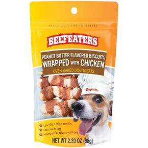 Beefeaters Peanut Butter Biscuits Wrapped with Chicken Dog Treat, 2.39oz, Case of 12