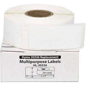 HOUSELABELS Compatible DYMO 30336 Multipurpose Labels (1" x 2-1/8") Compatible with Rollo, Some DYMO LW Printers, 12 Rolls /6000 Labels