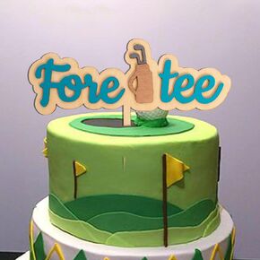 الصدارة Tee Wood Cake Topper - Golf الأربعين ديكورات حفلة عيد ميلاد ، ديكور لحفلات الغولف ، غولف 40 Happar