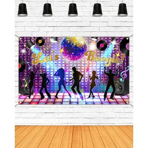 Mocsicka 70s Party Backdrop Banner Back to 70s Let's Boogie Disco Dancing Party Decorations 1970s Disco Birthday Party Supplies Banner (Rainbow, 70.8x43.3 inch)