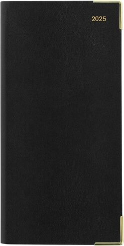 Letts of London Classic 2025 Monthly Planner, 13 Months, January 2025 to January 2026, Month-to-View, Horizontal, Gold Corners, Slim Size, 6.625" x 3.25", English, Black (C12SBK-25) in Kuwait