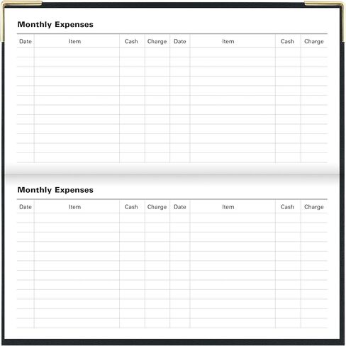 Letts of London Classic 2025 Monthly Planner, 13 Months, January 2025 to January 2026, Month-to-View, Horizontal, Gold Corners, Slim Size, 6.625" x 3.25", English, Black (C12SBK-25) in Kuwait