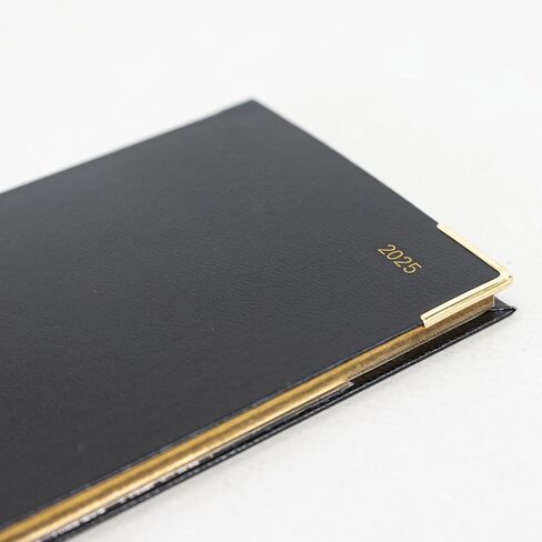 Letts of London Classic 2025 Monthly Planner, 13 Months, January 2025 to January 2026, Month-to-View, Horizontal, Gold Corners, Slim Size, 6.625" x 3.25", English, Black (C12SBK-25) in Kuwait