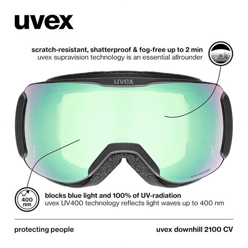 uvex downhill 2100 CV ski & snowboard goggles, contrast enhancing anti-fog OTG with UV protection for women men & youth, black SL/orange-yellow in Saudi Arabia