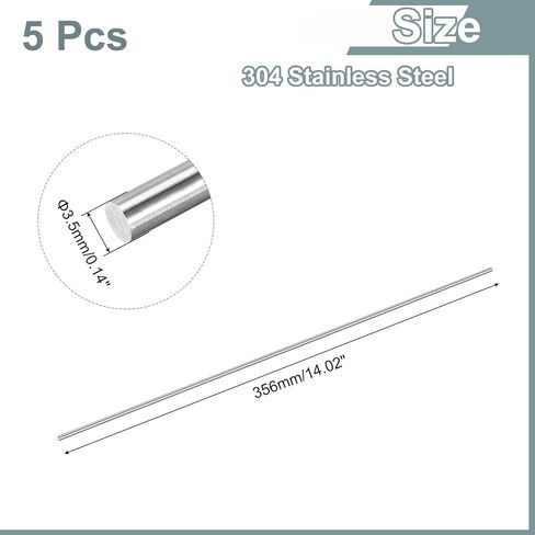 UXCELL 2PCS 304 قضبان الفولاذ المقاوم للصدأ ، 6 مم × 254 ملم عمود معدني صلبة مخرطة قضيب المخرطة لسيارات طائرة طائرة السفينة DIY المعادن العمل in Saudi Arabia