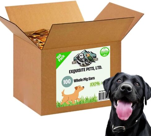 100-Pack of Roasted Pig Ears for Dogs-Bulk All Natural, Brazilian Single-Ingredient Chews! Safe & Digestible-Full-Size Ears! Cleans Teeth & Gums. Aggressive Chewers. Treats for Dogs in Saudi Arabia