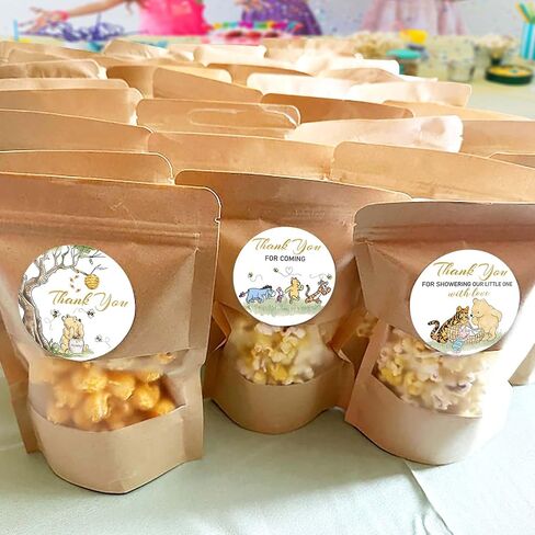 2 inch 80pcs Cute Thank You for Celebrating with us Stickers Winnie Bear Baby Shower Party Decorations, Classic Pooh Thank You Stickers - Please Check Your Jar Cover Size in Saudi Arabia