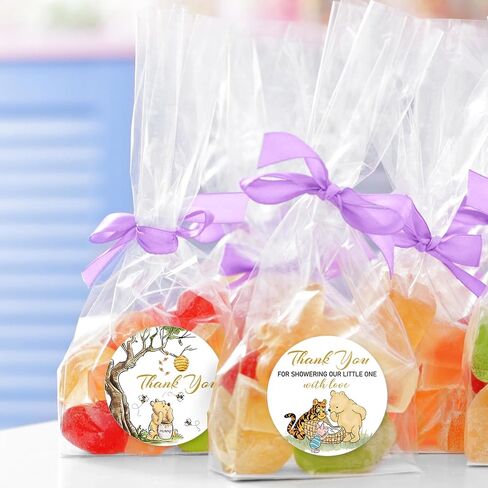 2 inch 80pcs Cute Thank You for Celebrating with us Stickers Winnie Bear Baby Shower Party Decorations, Classic Pooh Thank You Stickers - Please Check Your Jar Cover Size in Saudi Arabia
