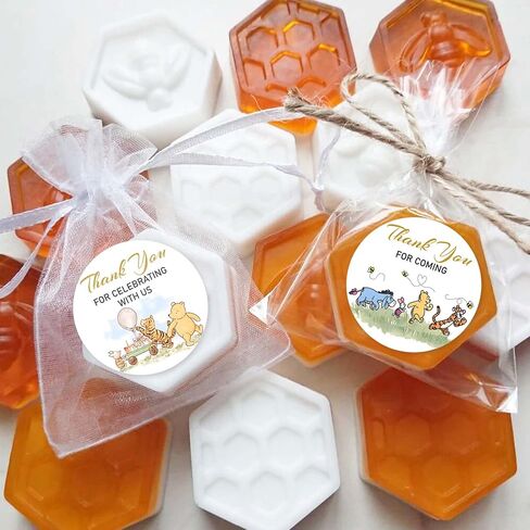 2 inch 80pcs Cute Thank You for Celebrating with us Stickers Winnie Bear Baby Shower Party Decorations, Classic Pooh Thank You Stickers - Please Check Your Jar Cover Size in Saudi Arabia