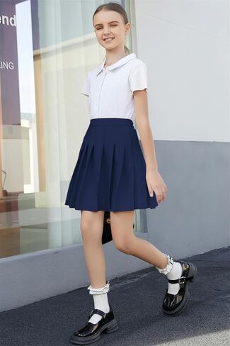 Cromoncent Girls Womens Pleated Mini Skirt Short High Waist School Uniform, 2Years - 4XL in Kuwait
