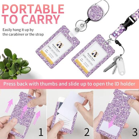 ID Badge Holder with Lanyard and Retractable Clip, Breakaway Lanyard for Name Badge Holder for Teacher Nurse Doctor Student Office Gifts(Purple) in Saudi Arabia