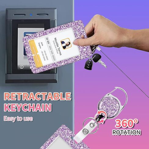 ID Badge Holder with Lanyard and Retractable Clip, Breakaway Lanyard for Name Badge Holder for Teacher Nurse Doctor Student Office Gifts(Purple) in Saudi Arabia