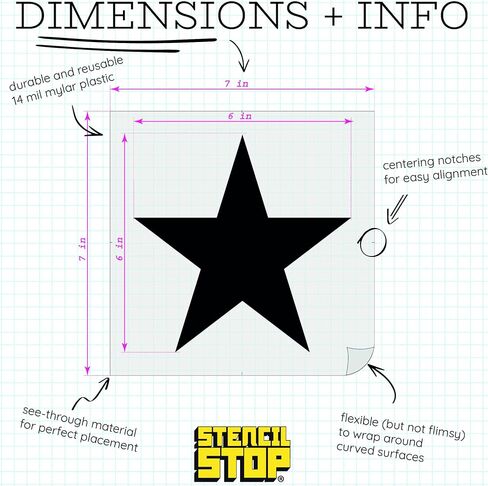 Star Stencil – 18 x 18 Inches, Reusable Stencil for Painting on Wood, Walls, Fabric, Canvas, and DIY Crafts – Durable Plastic for Art and Home Decor in Saudi Arabia
