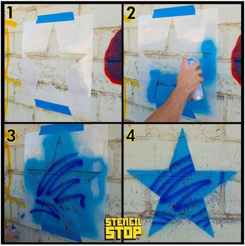 Star Stencil – 18 x 18 Inches, Reusable Stencil for Painting on Wood, Walls, Fabric, Canvas, and DIY Crafts – Durable Plastic for Art and Home Decor in Saudi Arabia