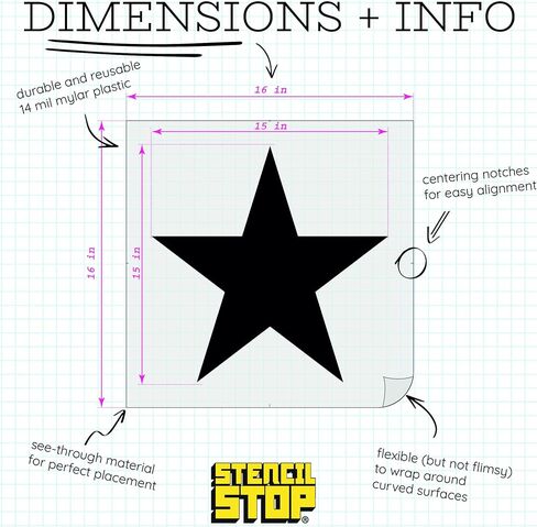 Star Stencil – 18 x 18 Inches, Reusable Stencil for Painting on Wood, Walls, Fabric, Canvas, and DIY Crafts – Durable Plastic for Art and Home Decor in Saudi Arabia