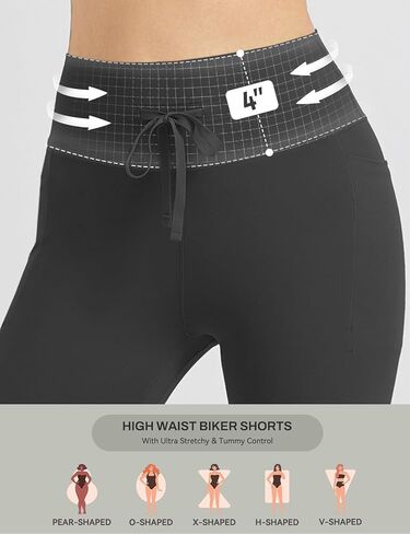 BALEAF Women 8" High Waisted Biker Shorts Tummy Control Workout Yoga Volleyball Gym Spandex Running with Pockets in Kuwait