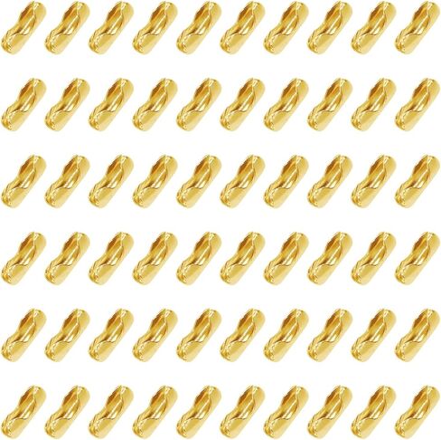 Shapenty Metal Bead Ball Chain Connector Clasp Bulk for Key Chain Necklace Pendant Jewelry Making DIY Craft Light Pulls and Beaded Chain Repairing, Fit for 2.4mm Bead Ball Chain, 200PCS (Gold) in Kuwait