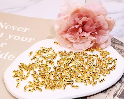 Shapenty Metal Bead Ball Chain Connector Clasp Bulk for Key Chain Necklace Pendant Jewelry Making DIY Craft Light Pulls and Beaded Chain Repairing, Fit for 2.4mm Bead Ball Chain, 200PCS (Gold) in Kuwait