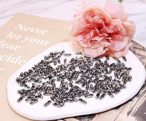 Shapenty Metal Bead Ball Chain Connector Clasp Bulk for Key Chain Necklace Pendant Jewelry Making DIY Craft Light Pulls and Beaded Chain Repairing, Fit for 2.4mm Bead Ball Chain, 200PCS (Gold) in Kuwait