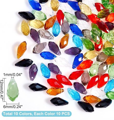 ADHANDMaker 48 PCS دمعة كريستال حبات ، 4 نمط صافي الشبكة الدمعة AB أعلى حفر حفر دمع الزجاج حبات الثريا قلادة DANGLE ل DIY المجوهر in Kuwait